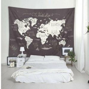 World Map Tapestry Wall Hanging Decor